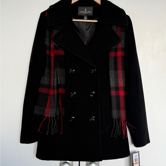 London Fog Jackets & Blazers - London Fog Women's Double Breasted Peacoat w/Scarf Small